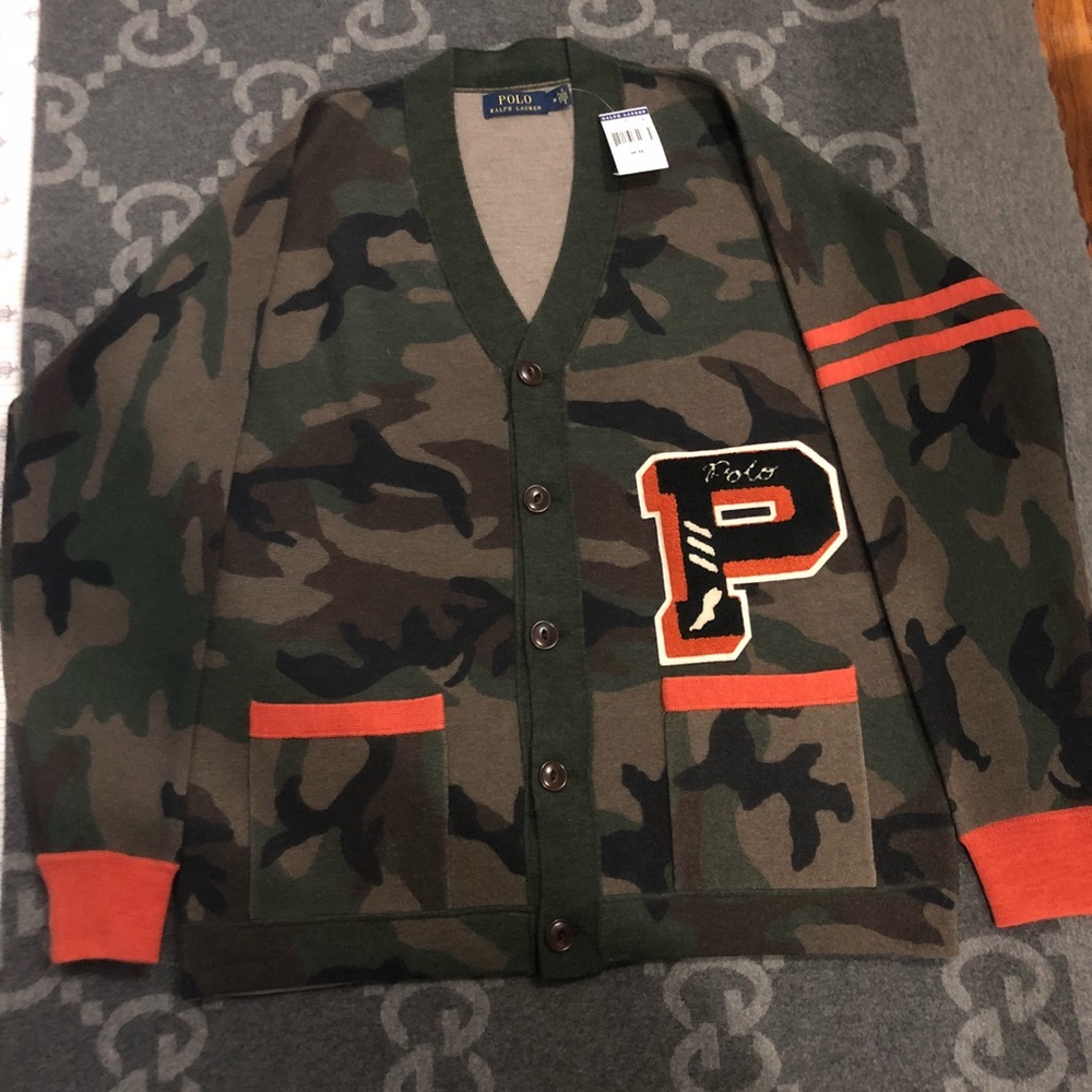 Brand new with tags Polo cardigan camo p wing